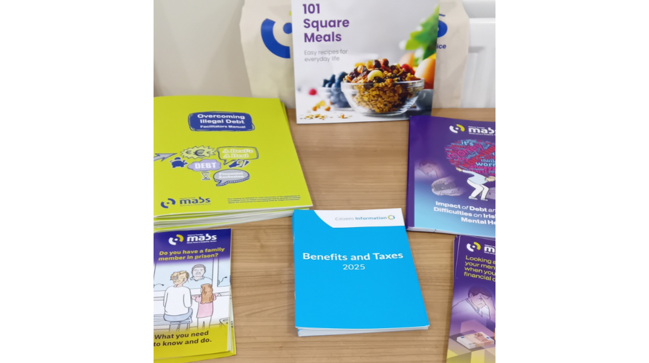 Photo of Money advice and budgeting service (MABS) pamphlets.